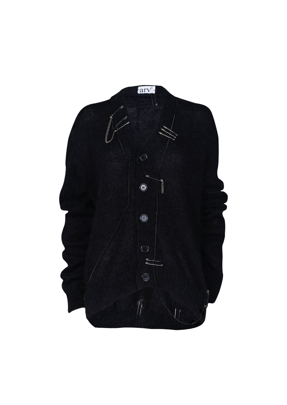 arv® — ALPACA/MOHAIR WOOL KNIT CARDIGAN WITH MULTIPLE CHAINS